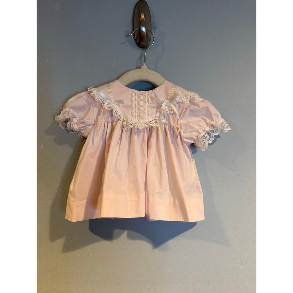Vintage Jolene Baby Girl Pink Lace Heirloom Blouse | Made in USA | 0–6M